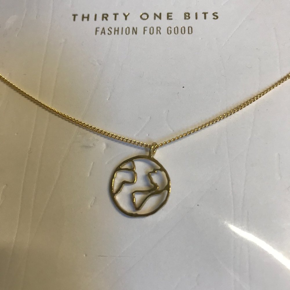 31 Bits Globe Charm 14K Gold Plated necklace